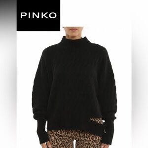 PINKO – Black Textured Turtleneck Sweater – Size S